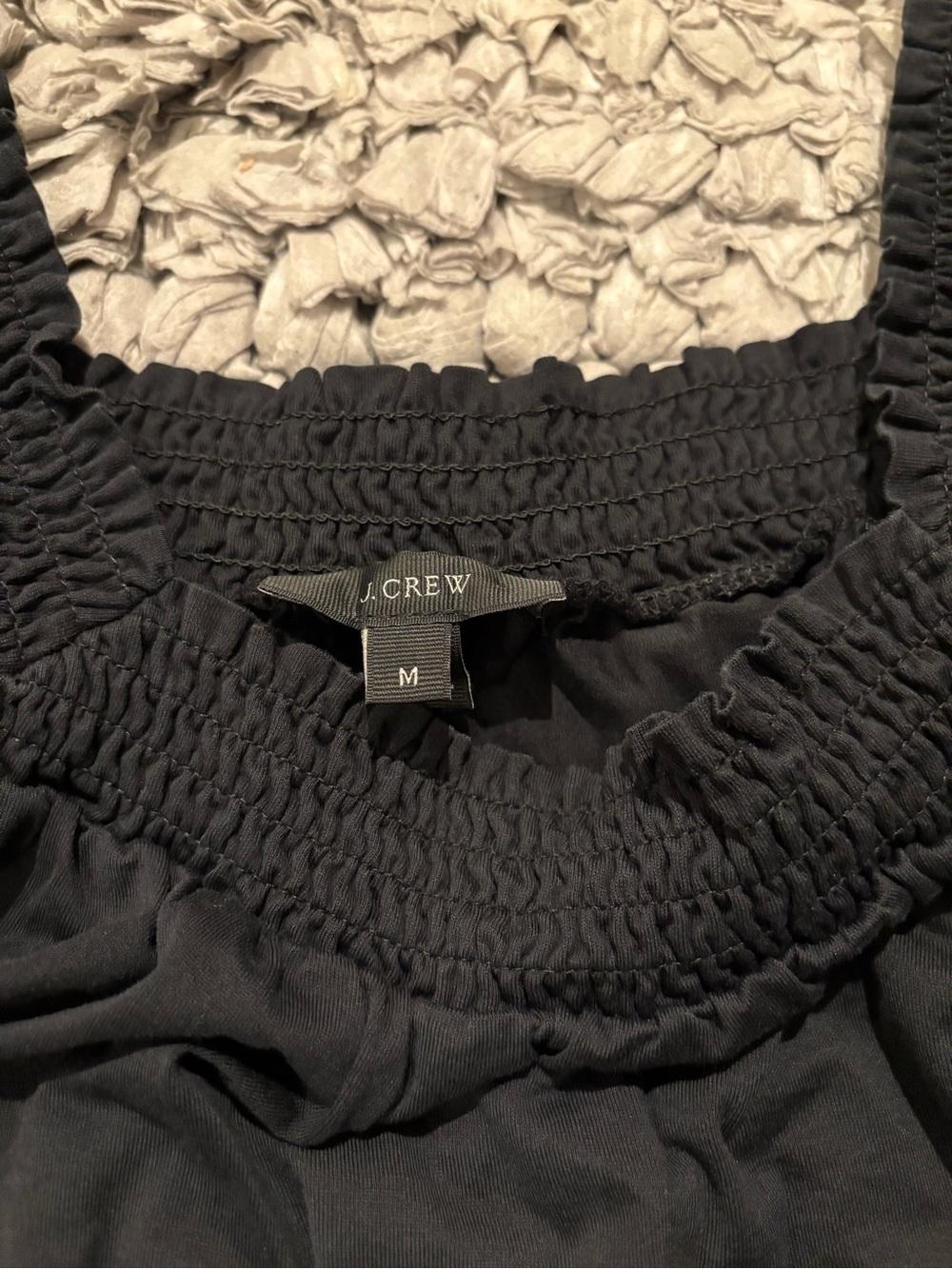 J Crew Smocked Square Neck Flutter Short Sleeve Top in Black - 100% cotton - Picture 2 of 7